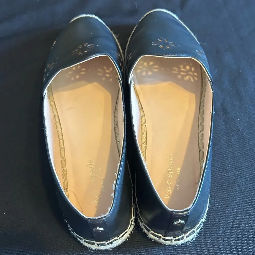 Kate Spade Black Espadrille Flats Size 9M Worn once